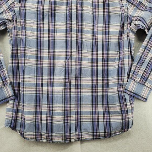 Banana Republic Shirt Men's Long Sleeve Button Up Plaid Oxford Purple XL - Picture 10 of 12